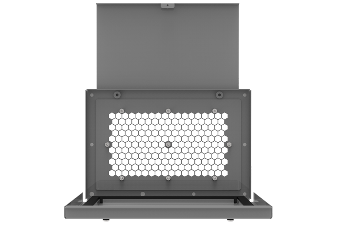 CAP-ENV-DC Series infrared inspection window by IRISS with reinforced, environmentally sealed slide-down door design.